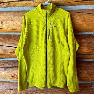 Mens L Patagonia Pullover Polartec R1 Regulator Half Zip Yellow/Green Zip RARE